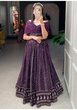 Purple Georgette Designer Lehenga
